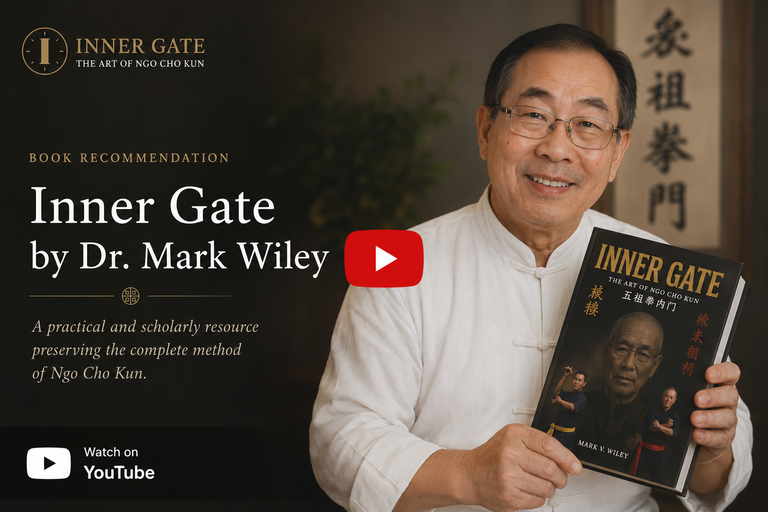 Hai Yang recommending the book Inner Gate by Mark V. Wiley on traditional Ngo Cho Kun training and philosophy