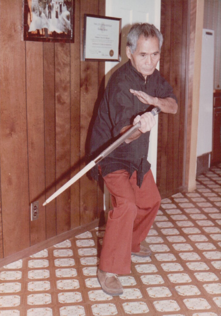 Professor Vee martial arts pose Arnis