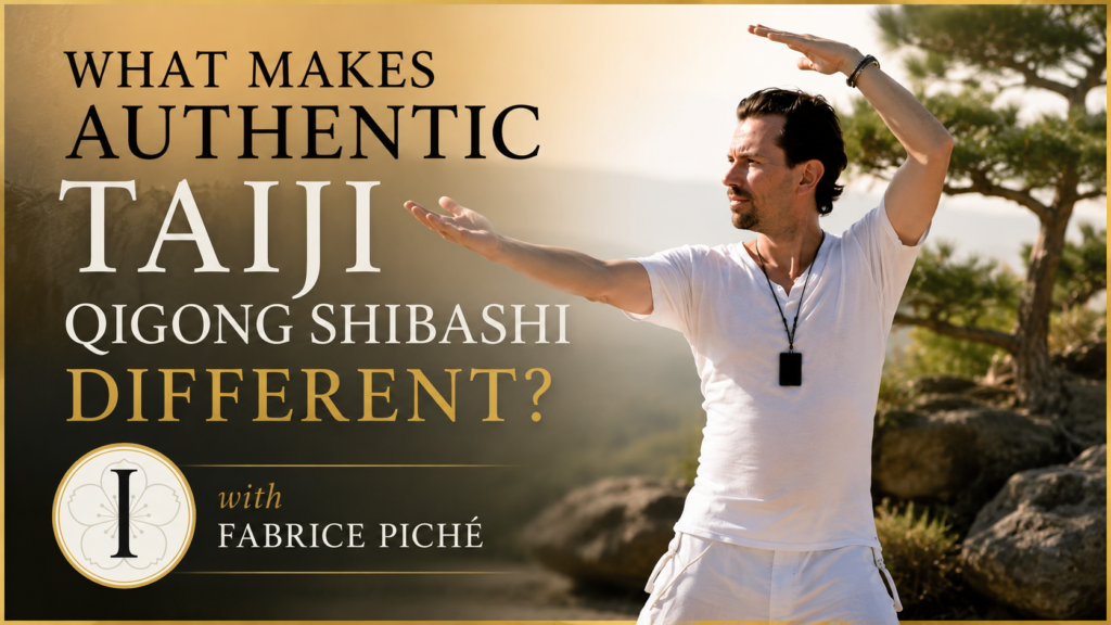 Fabrice Piché demonstrating authentic Taiji Qigong Shibashi practice and embodied movement in an Integral Being conversation.