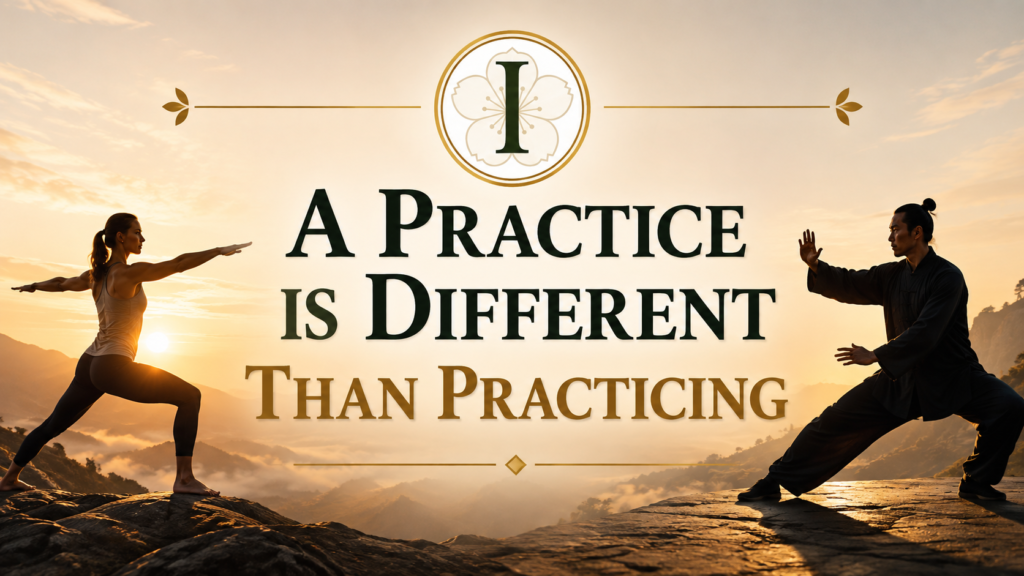 A practice is different than practicing, illustrated with yoga and qigong as paths of embodied human development.