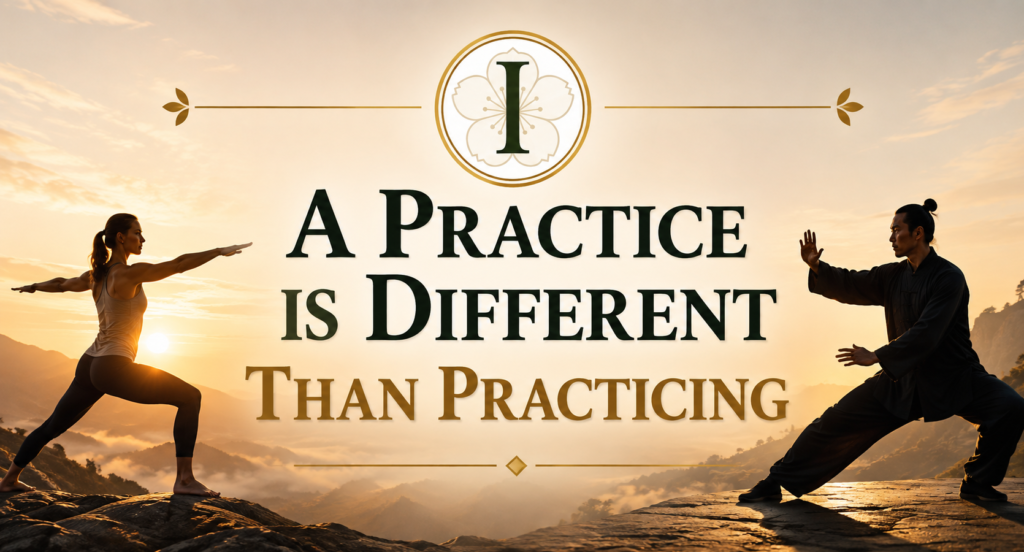 A practice is different than practicing, illustrated with yoga and qigong as paths of embodied human development.