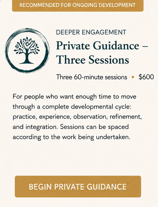 Three-session Private Inner Life Guidance package for deeper ongoing practice, observation, refinement, and integration.