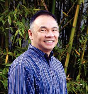 Portrait of Deng Ming-Dao, Taoist author, artist, teacher, and martial artist.