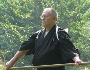 Meik Skoss demonstrating focused awareness during Koryu Japanese weapons practice.