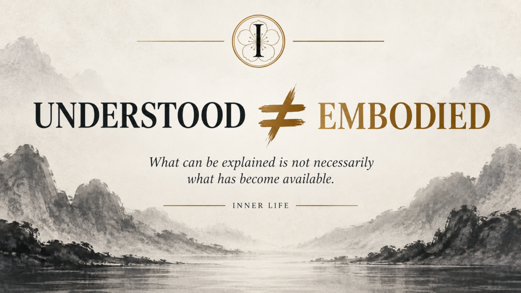 Understood does not mean embodied—symbolic practice becomes meaningful when what is understood becomes available in lived experience.