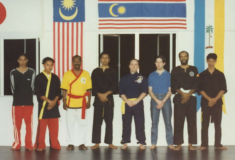 Mark V. Wiley with masters of Silat, Kung Fu, and Silambam in Kuala Lumpur, Malaysia, in 2001.
